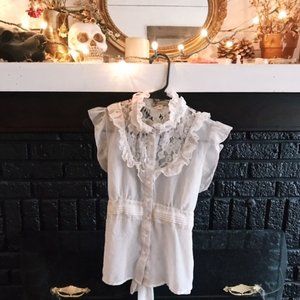 Sheer lace button up